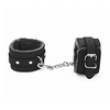 Love in Leather Faux Fur Lined Wrist Restraints - Black 